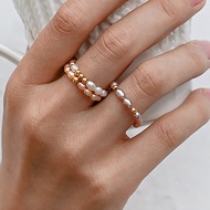 Freshwater Pearl Rice-Shaped Pearl Ring Temperament Stackable Pearl Ring