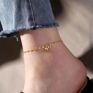 gold 916k gold anklet beanie super flashing light lips anklet women trendy sparkling leg chain bell