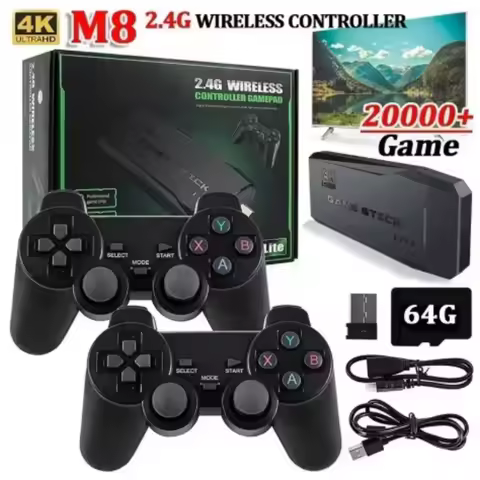 2025 NEW HD game stick Video retro game console 2.4G dual wireless controller Game Stick 4K TV 64G c