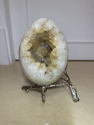 天然水晶 超大牙黃水晶恐龍蛋擺件 18cm x 13.2cm