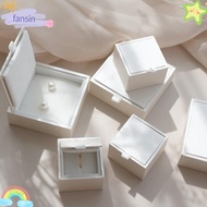 FANSIN Jewelry Packaging Box, Satin Display Organizer Jewelry Box, Elegant White/Pink Earring Organi