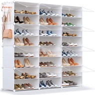 PEWANYMX Shoe Organizer, Space Saver Extra Large Shoe Storage Cabinet, Easy To Assemble Adjustable Stackable Free Standing Shoe Rack Bedroom