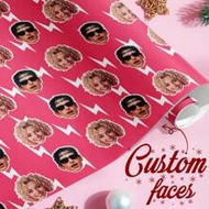 1pc Customized Face Pattern Gift Wrapping Paper, Personalized Face Design Gift Wrap, Pink Gift Packa