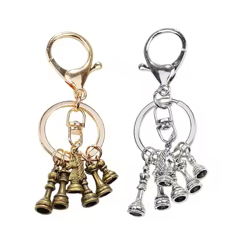 Chess pendant keychain alloy pendant keychain Chess King Queen Rook Knight Pawn Bishop Silver Color