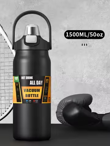 50OZ Portable Thermos with Straw 304 Stainless Steel Thermal Mug Tumbler Coffee Cup Sports Vacuum Fl