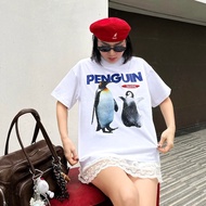 TheGlam GENUINE - White "PENGUIN" T-shirt UNISEX Form Boxy - PENGUIN T-shirt - TS04-01