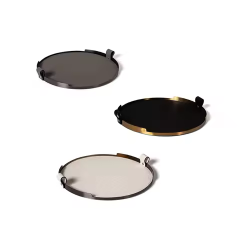 Modern Minimalist Leather Tray Creative Round Metal Tray Store Decoration Ornaments Coffee Table Key