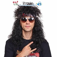 CHAMPIONO 70s 80s Rockstar Wig, Long Punk Halloween Party Cosplay Wig, Fluffy Curvy Cosplay Rockstar