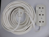 20 meters Heavy Duty Extension Cord wire (3)Three Gang flat cord #16 white wire