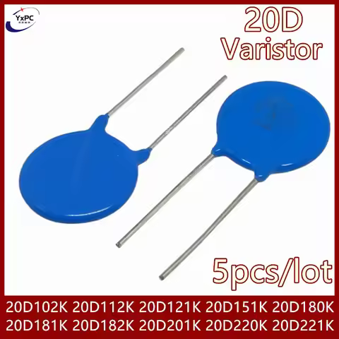 5pcs Varistor 20D201K 20D220K 20D221K 20D102K 20D112K 20D121K 20D151K 20D180K 20D181K 20D182K Piezor
