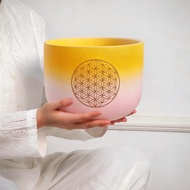 Hye-eun 8inch/10inch Yellow Life Flower Quartz Crystal Singing Bowl 440Hz/432Hz Sound Bowl