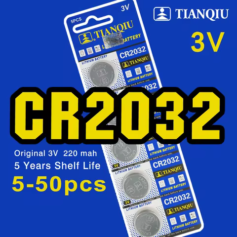 TIANQIU CR2032 Battery DL2032 ECR2032 BR2032 2032 CR 2032 3V Lithium Button Cell Coin Battery Long L