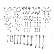 Mixed Piercing Jewelry Set Tongue Lip Eyebrow Nose Belly Ring Barbell Curved Bar Hoop Spike Ball Pie