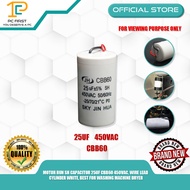 MOTOR RUN SH CAPACITOR 25UF CBB60 450VAC, WIRE LEAD CYLINDER WHITE, BEST FOR WASHING MACHINE DRYER