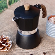 สีดำ ด้ามไม้ กาต้มกาแฟสด แบบแรงดัน espresso pot กาต้มทำจากอลูมิเนียม moka pot