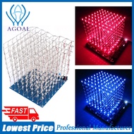 Agoal 8X8X8 LED Cube 3D Ánh Sáng Vuông Xanh LED Điện Tử DIY Kit Cường Lực Khả Năng 2 Màu Đỏ Và Xanh 