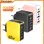 65W Fast Wall Charger 3USB+3PD Power Charging Adapter For ios Micro Type C 6 Port Phone Adopter Char