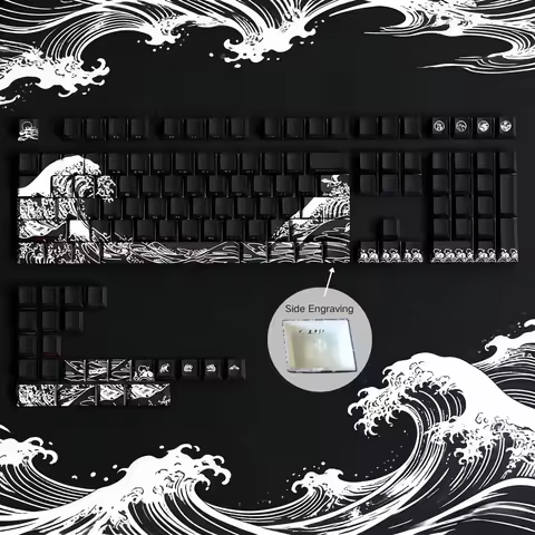 Ukiyo-e Side-Legend Keycaps PBT Shine-Through Custom Creative Keys for 60% 75% TKL 96% 100% Layouts 