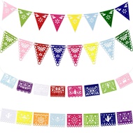 Mexican Fiesta Banner Colorful Papel Picado Bunting for Cinco de Mayo Party Decorations