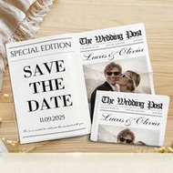 1 Set Customized Wedding Newspaper, Personalized Photo & Text Printing, Save The Date Notification, 