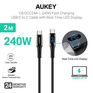 Aukey CB-DCC244 240W Fast Charging Fast Data Transfer USB-C to C 2m DTY Braided Cable w Real Time LE