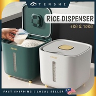 5/10KG Rice Dispenser Storage Box Grains Rice Bucket Moisture-Proof Sealed Insect-Proof Bekas Beras 