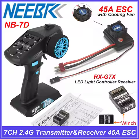 RC 7CH 2.4GHz Transmitter & Receiver 45A ESC Combo w/Light Controller for RC Car SCY 16101Pro 16103P