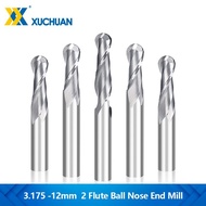 2ขลุ่ยบอลปลายจมูก3.175 4 6 8 10 12Mm CNC Engraving Bit คาร์ไบด์ End Mill เครื่องตัดไม้