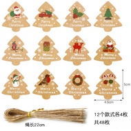 KY🎁Kraft Paper Christmas Tag Creative Cute Cartoon Greeting Card Gift Bouquet Decoration Christmas Card Hanging Card IZH