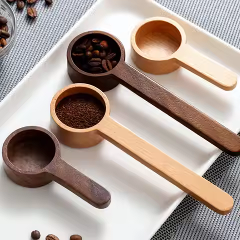 1-10pc Walnut Coffee Scoop, Solid Wood Scoop, Gram Scoop, Coffee Powder And Milk Powder Kitchen Meas