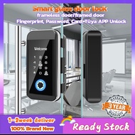 Smart Glass Door Lock Biometric Fingerprint Digital Password Lock Wooden Metal Door Lock Electronic Bluetooth Tuya APP門鎖