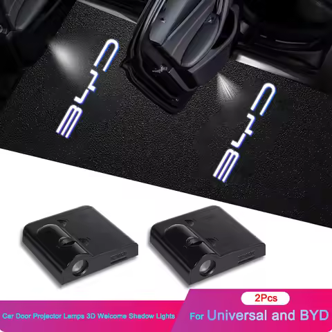 2Pcs LED Car Door Logo Projector Ghost Shadow Welcome Lights For BYD Atto 3 Dolphin Song F0 Qin Pro 