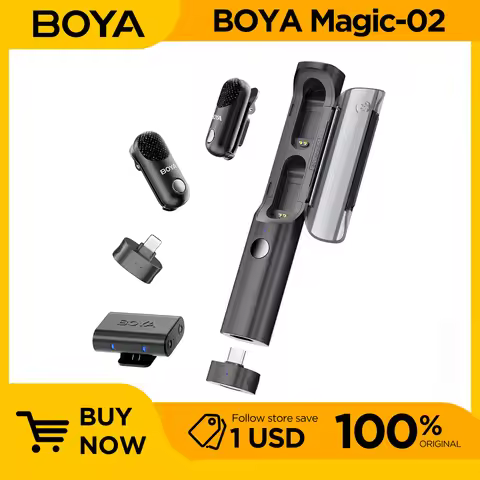 BOYA Magic Wireless Lavalier Microphone 4 Forms in 1 Mic for iPhone Android USB-C Phone Camera Noise