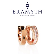 ต่างหูห่วง เงินแท้ 92.5 ชุบสีโรสโกลด์ ฝังเพชรสวิส CZ ขนาด 14MM สินค้ามาตรฐานส่งออก Eramyth Jewelry