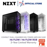 NZXT H6 Flow RGB Compact Dual-Chamber Mid-Tower Airflow Desktop PC Case - Black/White