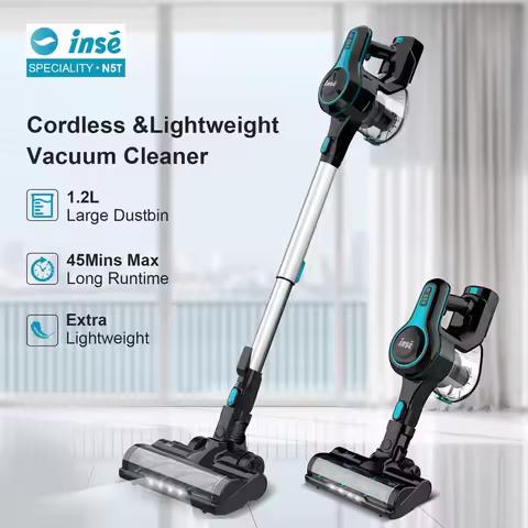 INSE N5T Cordless Vacuum Cleaner 40Kpa Suction Power Handheld 6 in 1 Stick Vacuum 45mins Runtime Lig