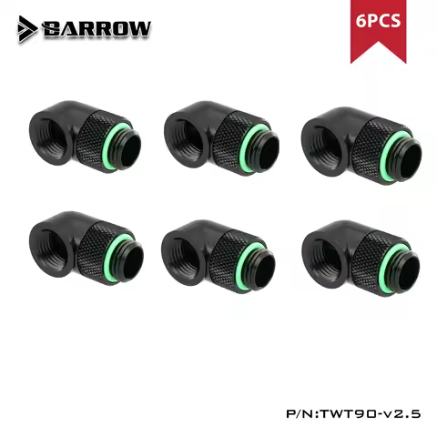4pcs/6pcs BARROW 90 Degree Rotary Hard Tube Fitting Adapter Rotating , water cooling Adaptors G1/4''