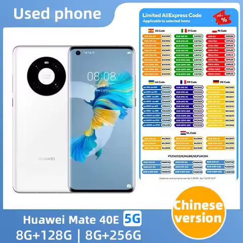Huawei Mate 40E 5G 40W Charge HarmonyOS 6.5inch CPU HiSilicon Kirin 990E 50MP Used Phone