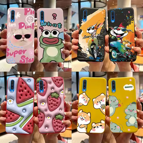 For Samsung A50 A50S A30S Case Cartoon Soft Liquid Silicone Full Protection Phone Back Cover For Gal