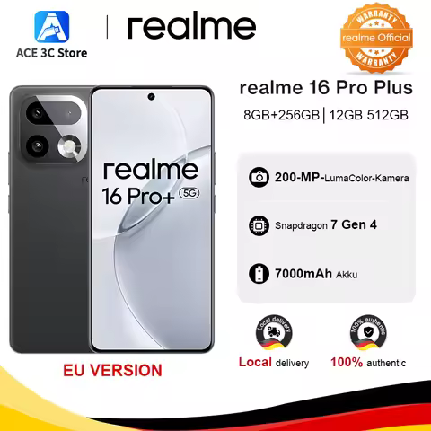 New Launch European Version realme 16 Pro Plus 5G Smartphone 200MP LumaColor Camera 7000mAh Battery