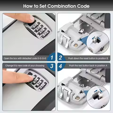 Wall Mount Key Lock Box 4 Digit Password Code Security Lock No Key for Home Office Key Safe Secret S