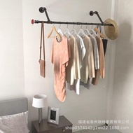 S-6💘Wall-Mounted Hanger Clothesline Pole Industrial Water Pipe Ceiling Closet Rod Closet Coat Rack Multifunctional Stand