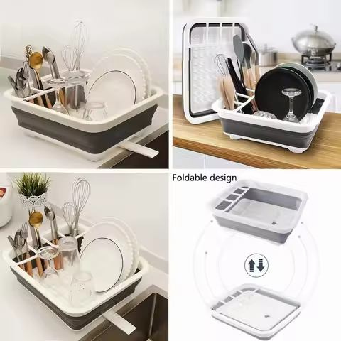Foldable Bowl Rack,portable Kitchen,RV,camper Van,and Travel Trailer Cutlery Drain Storage Box,space