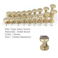 4mm to 25mm Solid Brass Plain Belt Stud Screw Nail Rivet Screw Back Leather Belt Handmade DIY Addito