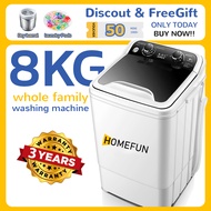 HOMEFUN 8KG MINI Washing Machine Semi Automatic Single-tub With Spin Drying Function Stainless Steel Drain