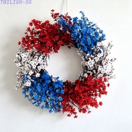 [twiligh]Wall Hanging Silk Flower Wreath Featuring Gypsophila for 4th July Decor