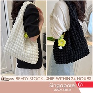 [SG SELLER] Cloud Bag Bubble Fabric Tote Bag Student Shoulder Bag Women Fashion Large Capacity Bag