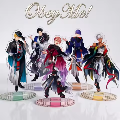 Anime Obey Me! New Style Mammon Lucifer Satan 15CM Double Sided HD Acrylic Stand Keychain Cosplay De