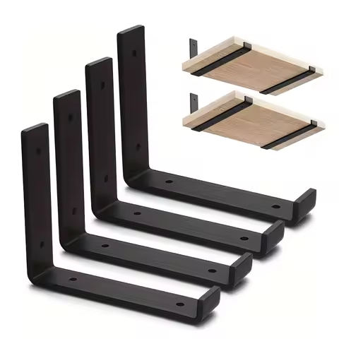 Heavy Duty Flat Iron Bracket Shelf Brackets L-Shaped Bracket Square Iron Shelf Iron Art Floating Lip