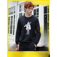 Hazzys Haggis High-quality Loose Men's Sweater Korean Casual Black Crew Neck Men's